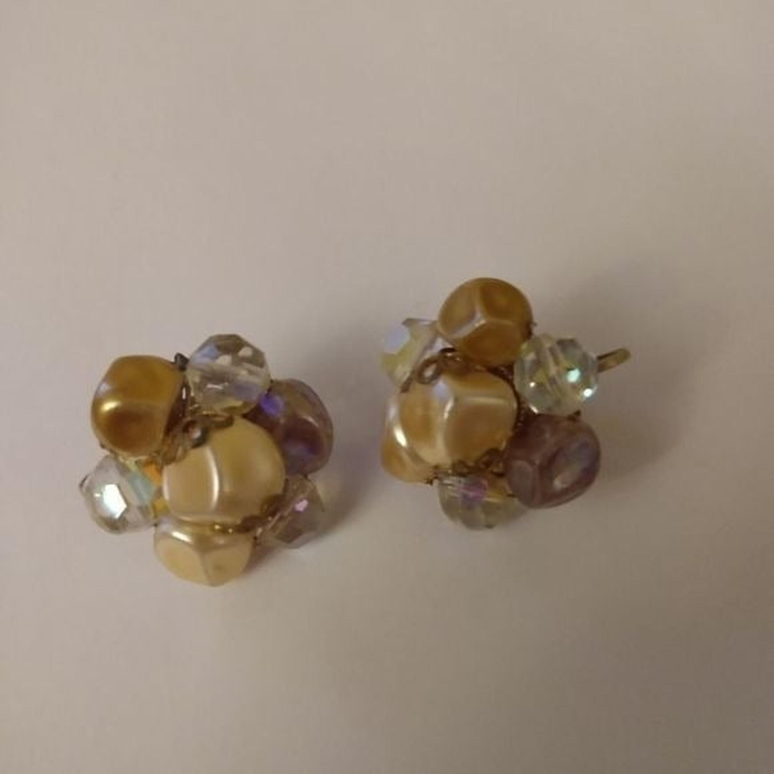 Mid century pearl cluster earrings