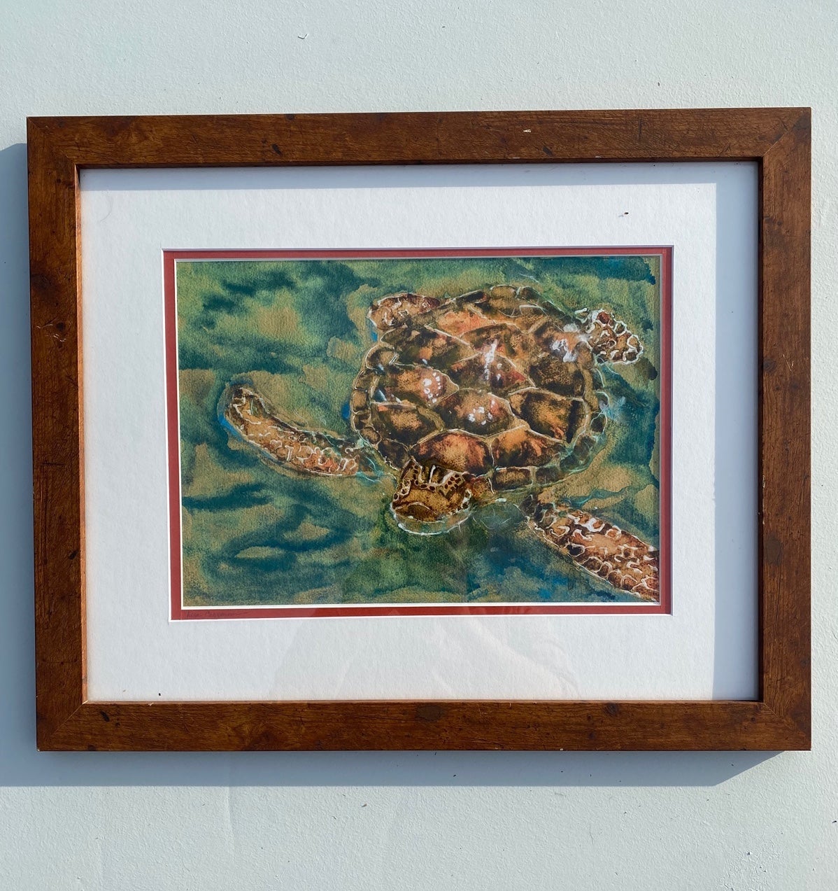 “Treading water” by Lisa Casperson (Original watercolor painting framed)