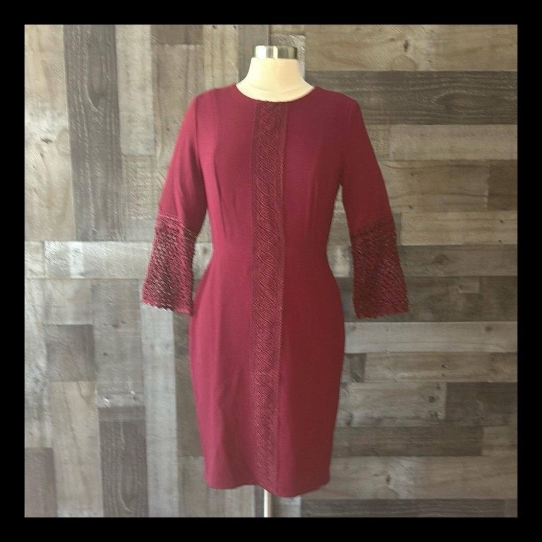 NWT! Karl Lagerfeld cranberry midi dress size 6 old money gala whimsigoth party