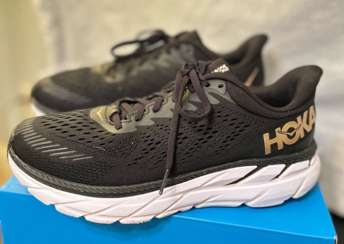 Size 9.5 W HOKA Black Clifton Running Shoes