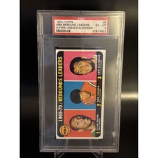1970 71 TOPPS #1 NBA SCORING LEADERS ALCINDOR/WEST/HAYNES PSA 6 EX-MINT