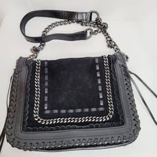 Zara Woman black suede braided leather chain strap cross body bag