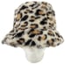 Jones NY Cream Leopard Print Fuzzy Faux Fur Bucket Hat Polyester Womens One Size