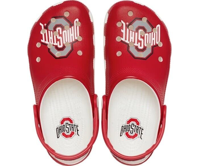 Crocs Ohio State Buckeyes Classic Clogs Red White Shoes Collegiate Size M9 W11