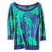 DKNY cotton floral leaf print pullover top long sleeve knit Small jumper