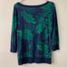 DKNY cotton floral leaf print pullover top long sleeve knit Small jumper