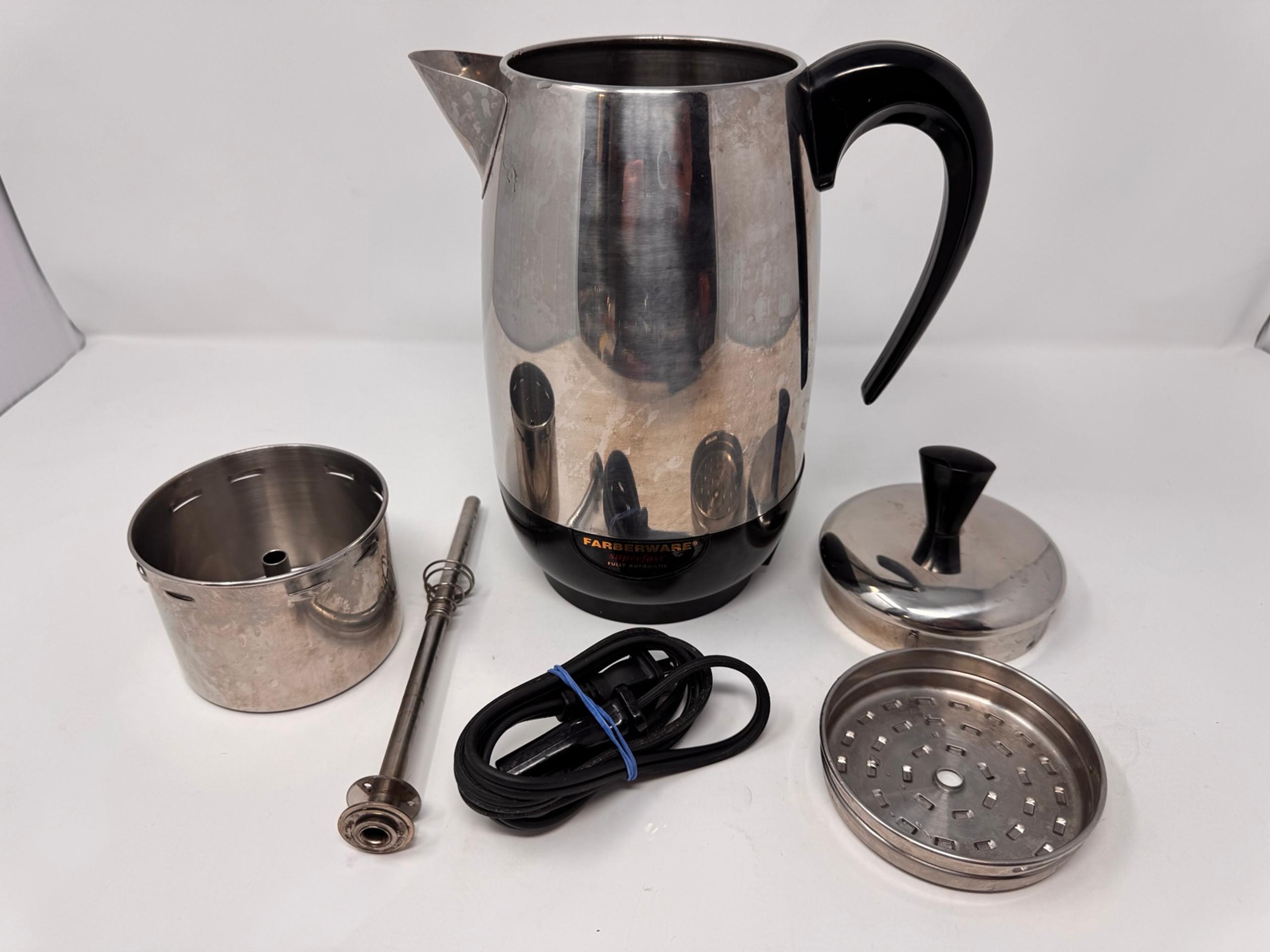 VTG Farberware Superfast 2-12 Cup Model 142 Coffee-Maker Percolator USA Tested