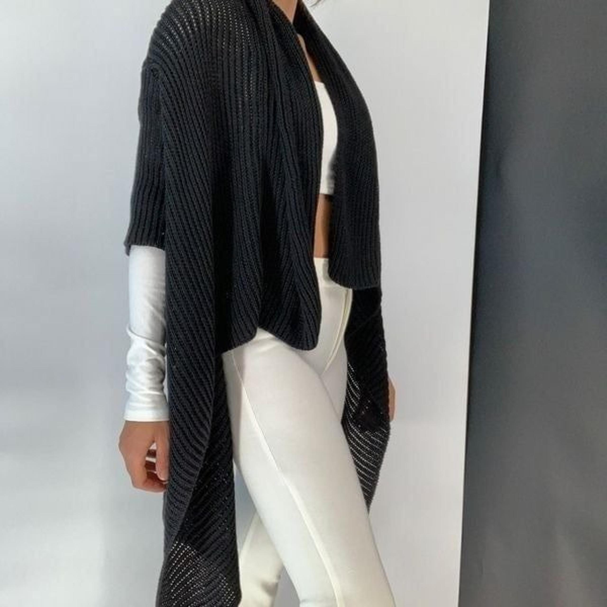 THEORY long cardigan duster chunky fisherman knit sweater sz s womens