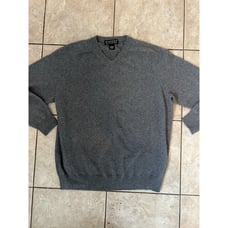 Giasone Sweater Mens L Cashmere 2 Ply Heather Grey V-Neck Sweatshirt Prep VTG