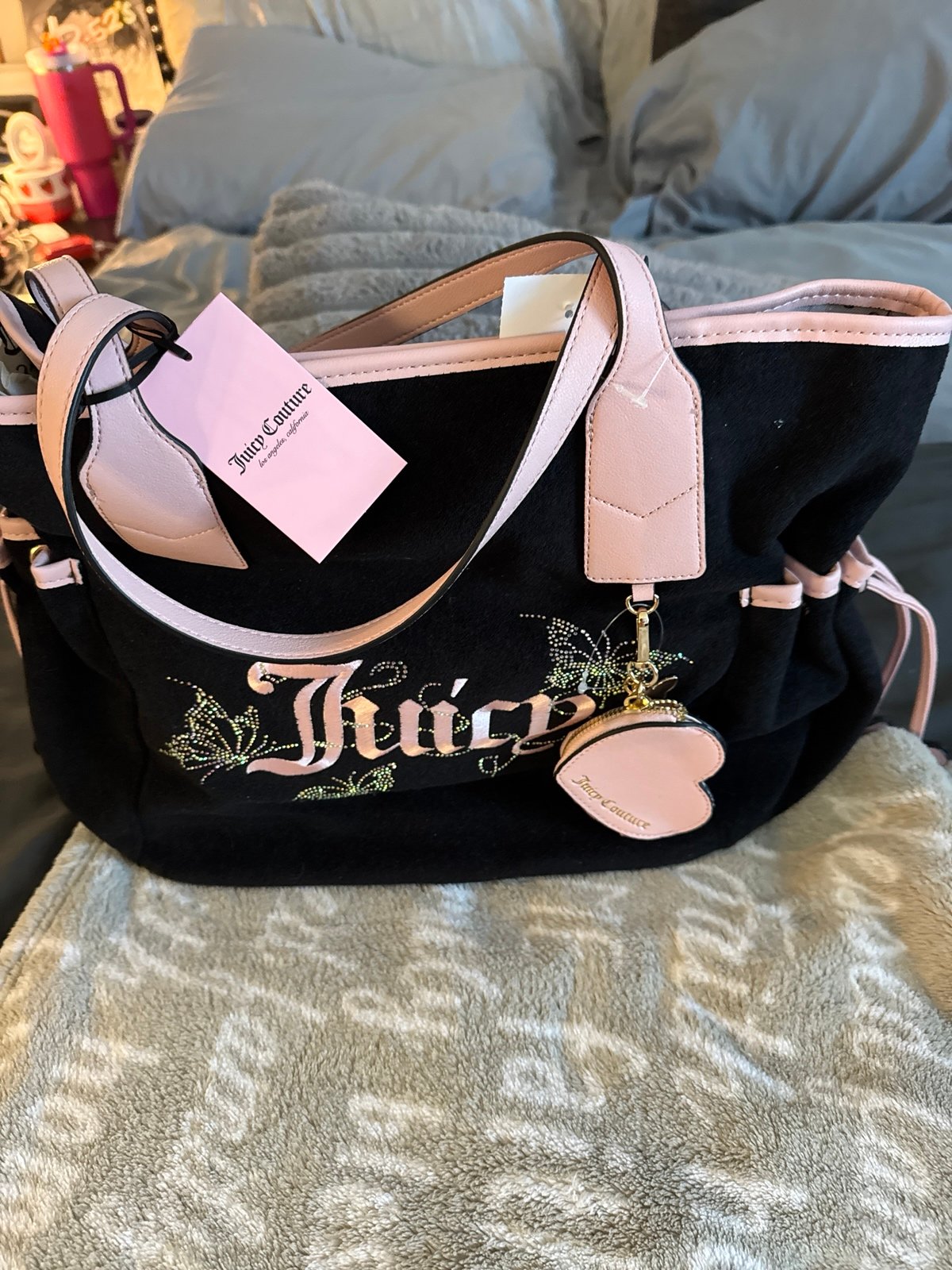Juicy Couture WINGIN IT TOTE LIQUORICE/PINK