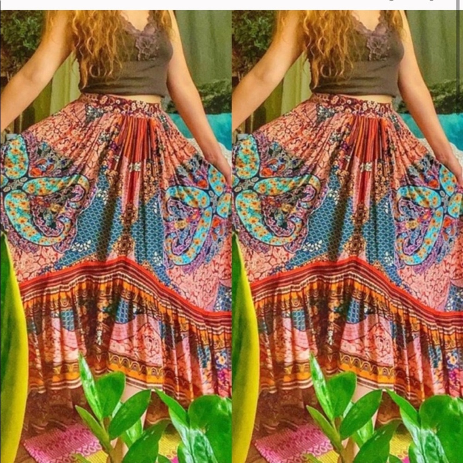 Anthropologie Allaire Pleated Maxi Skirt Bhanuni by Jyoti Multicolor Size 4