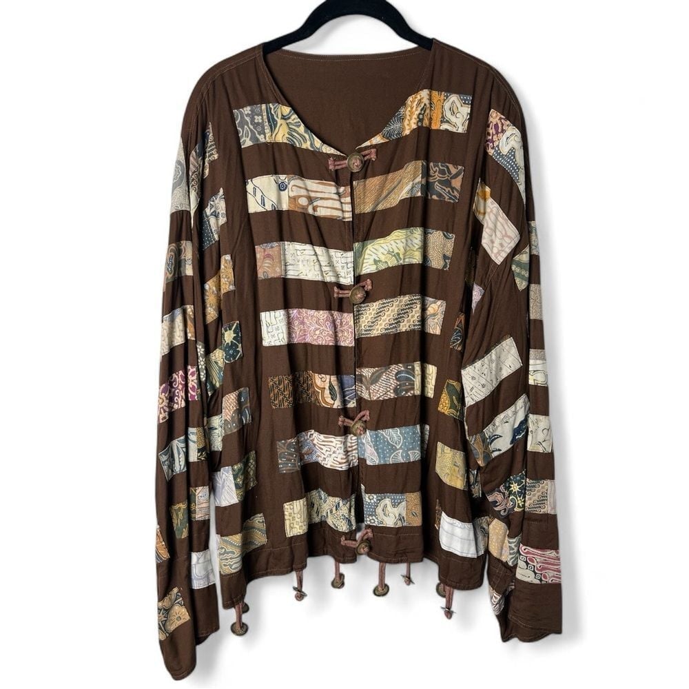 Nativewear Designs - Women's Vintage Patchwork Quilt Jacket Coin Loop - Sz. 2X
