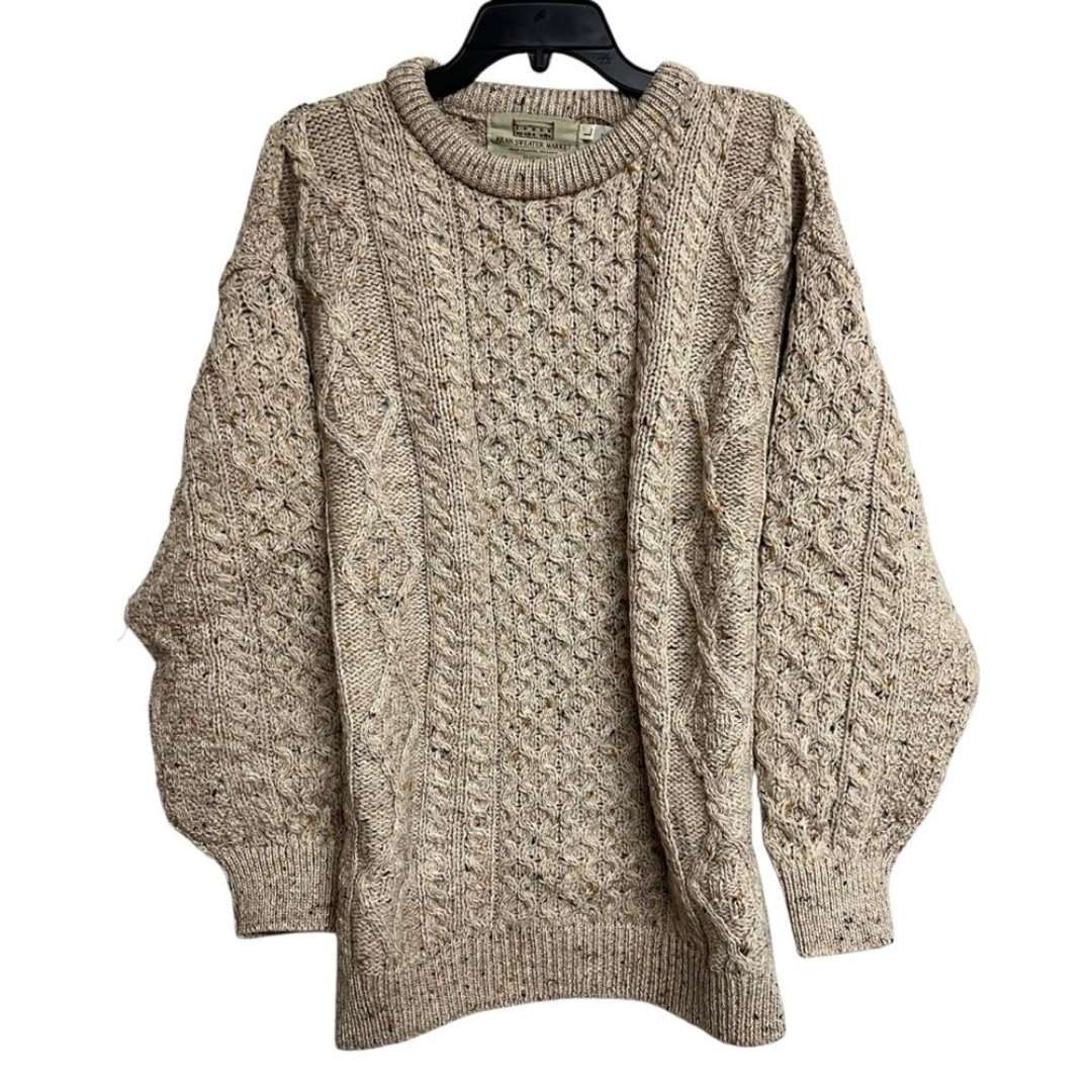 New Mens Aran Sweater Market 100% Wool Fishermen’s Sweater