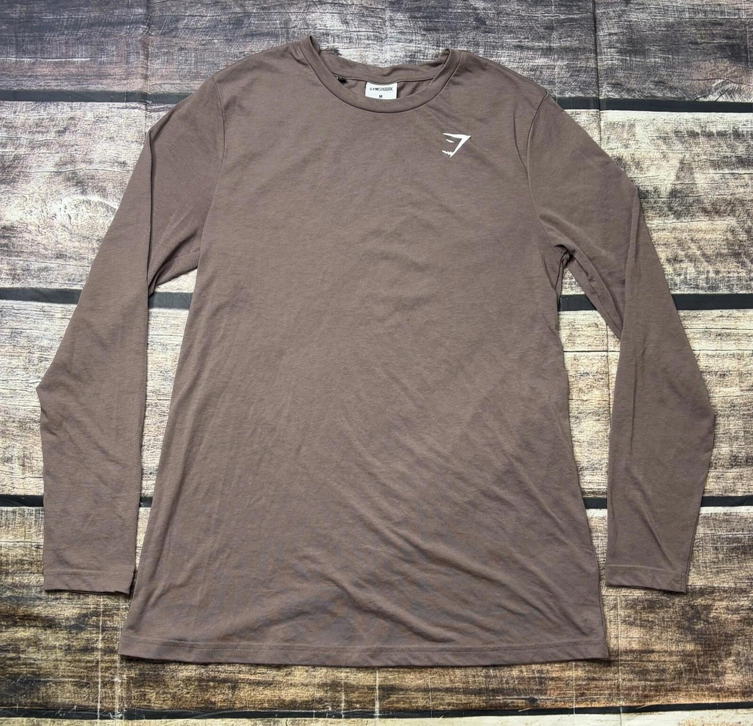 Gymshark Shirt Women's Medium Athletic Long Sleeve Brown Top Crew Neck Yoga