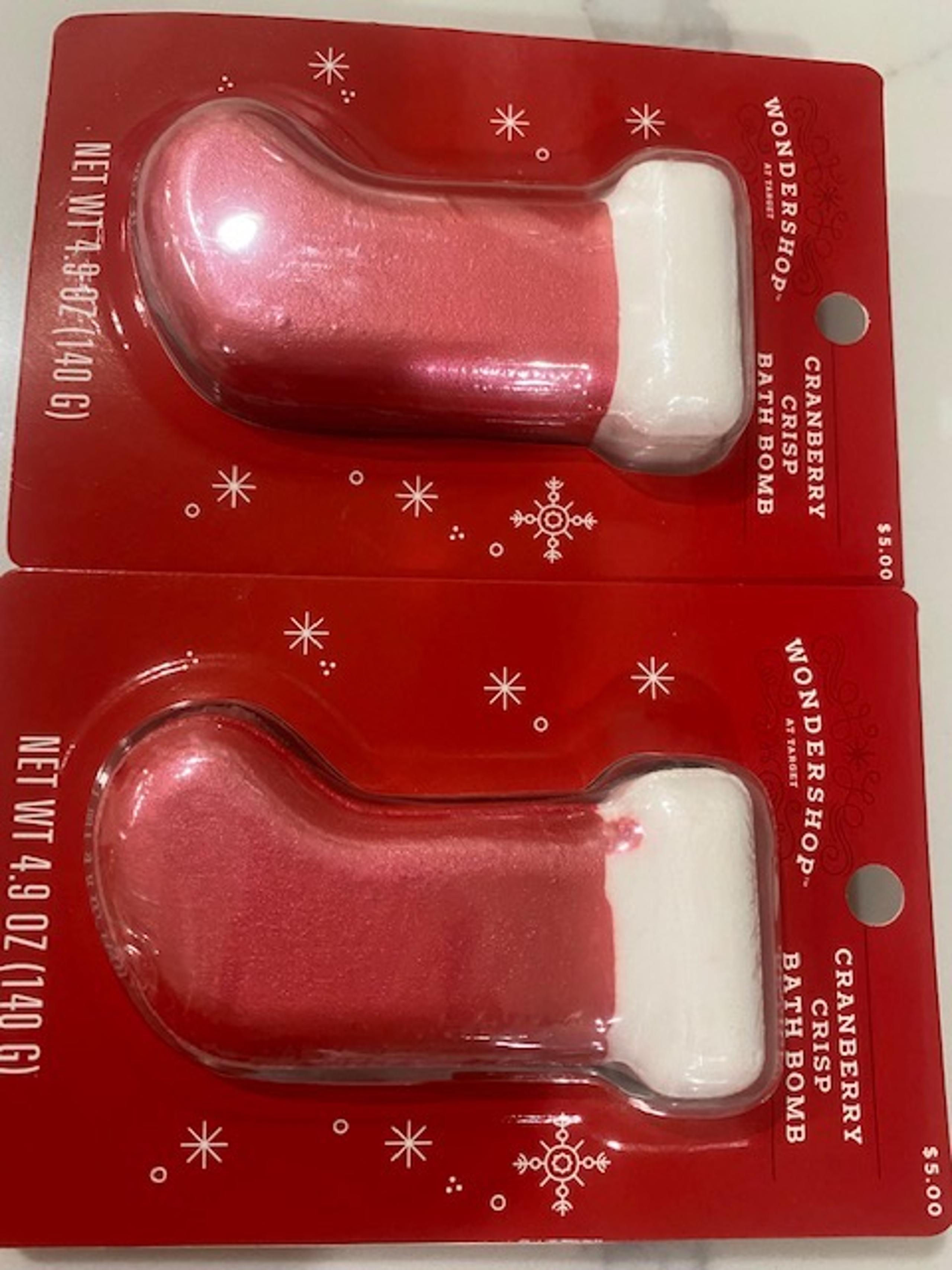 Wondershop Canberry Crisp Bath Bomb Set of 2 Christmas Stocking Shaped
