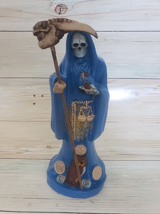 Santa Muerte Blessed Colo Blue Size 13 Love - Luck Rare Bendesida Color Azul