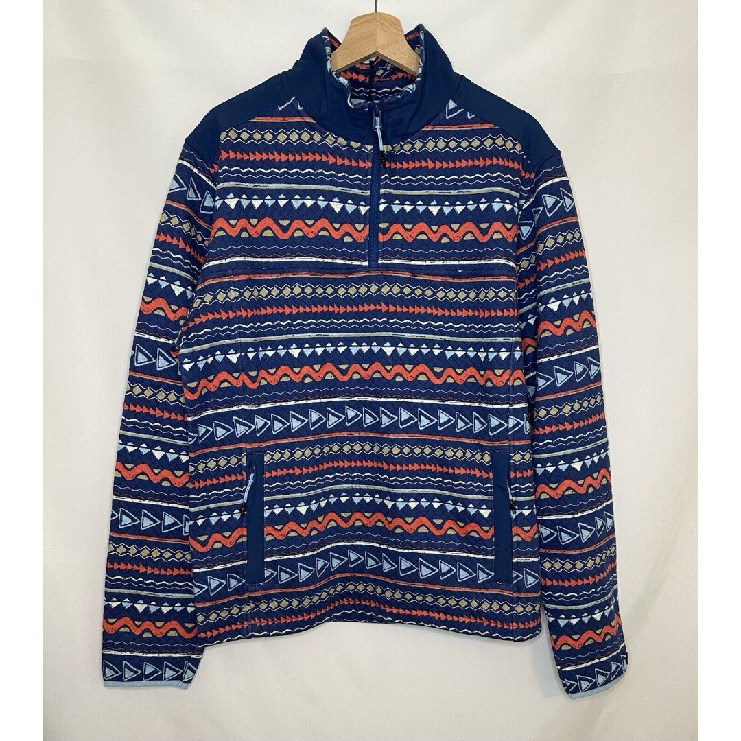 CHUBBIES Trail Mix Geo-Pattern Quarter Zip Sweatshirt Pocket Men's MEDIUM *NEW*