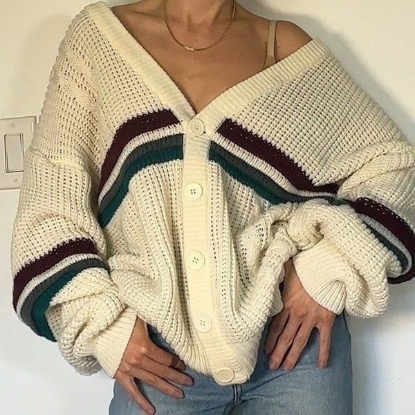 Michael Gerald Stripe Beige Cardigan