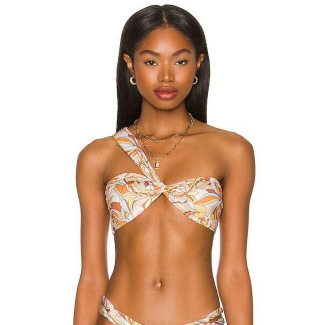 New L*space Mick Floral One Shoulder Soulshine Bikini Swimsuit Top Size L