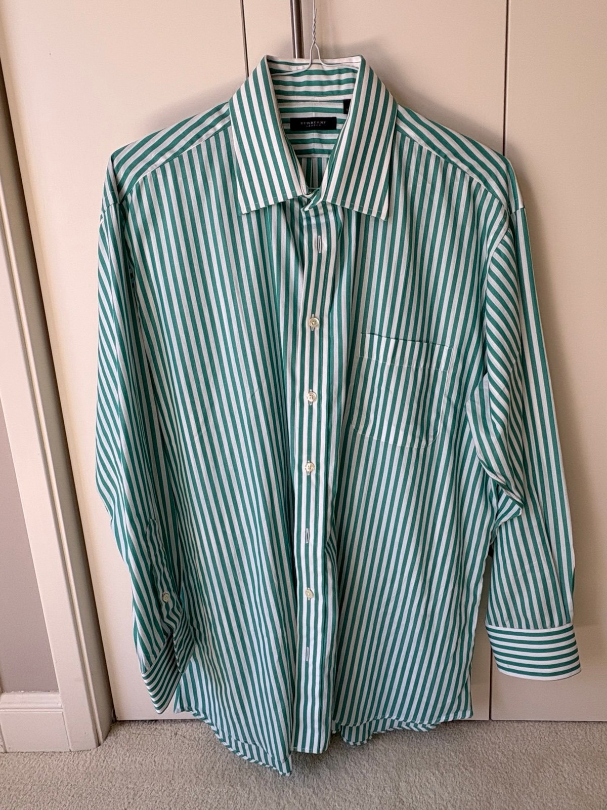 Burberry Green Striped Men's Shirt - New without tags