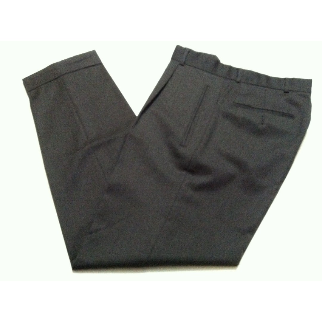 HUGO BOSS MEN'S CHARCOAL 100%WOOL PLEATED DRESS PANTS WITH CUFFS SIZE:36/30