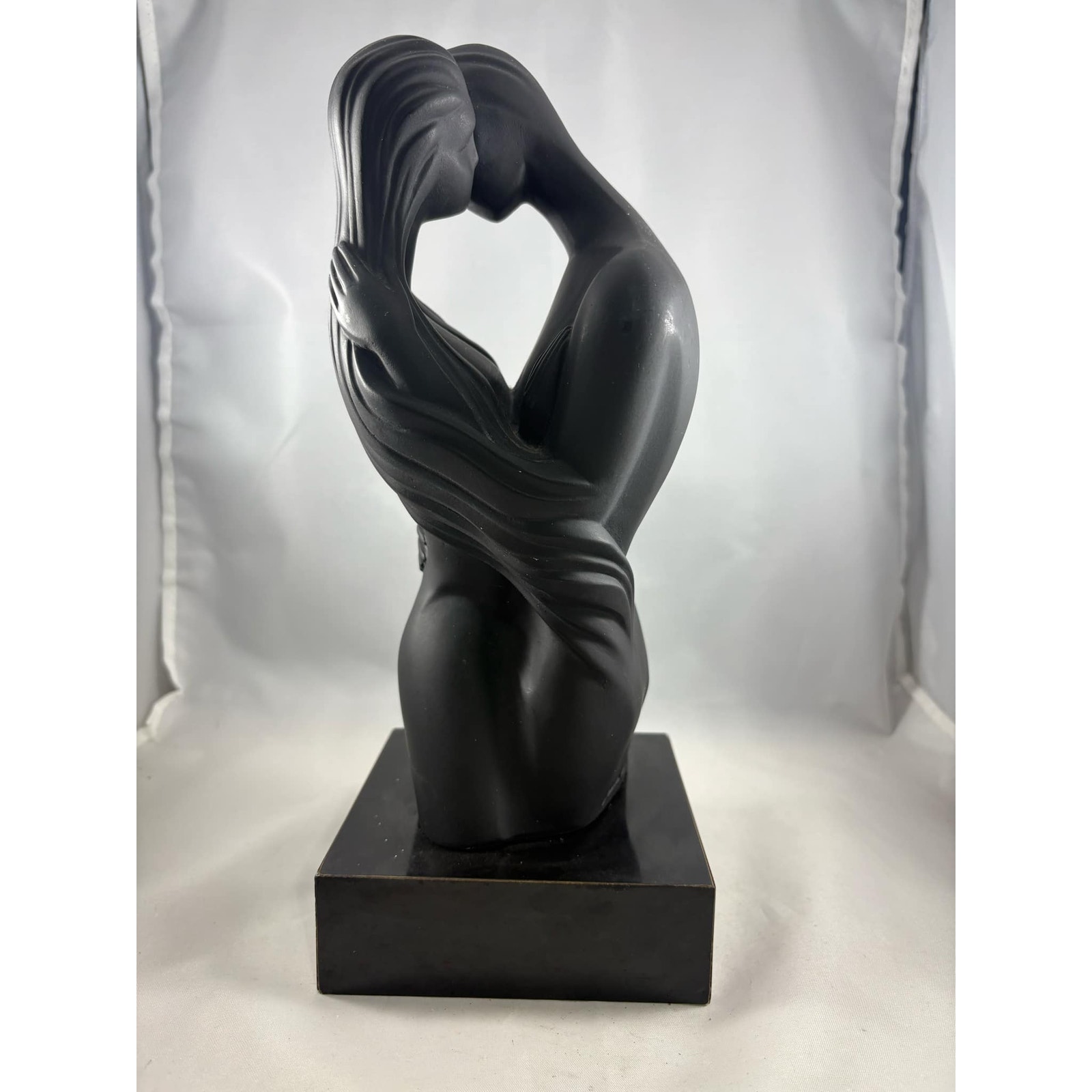 1991 Austin Productions Embrace II Black Durastone Sculpture by Boris Roberman
