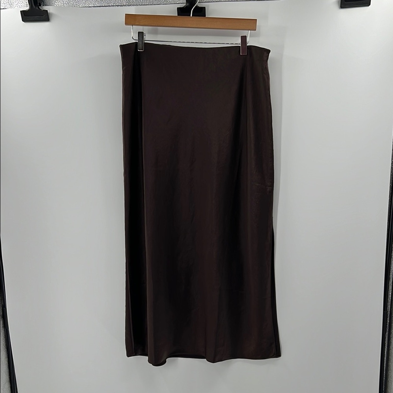 Madewell Women's Solana Satin Maxi Skirt - Brown - 12 - New with tags