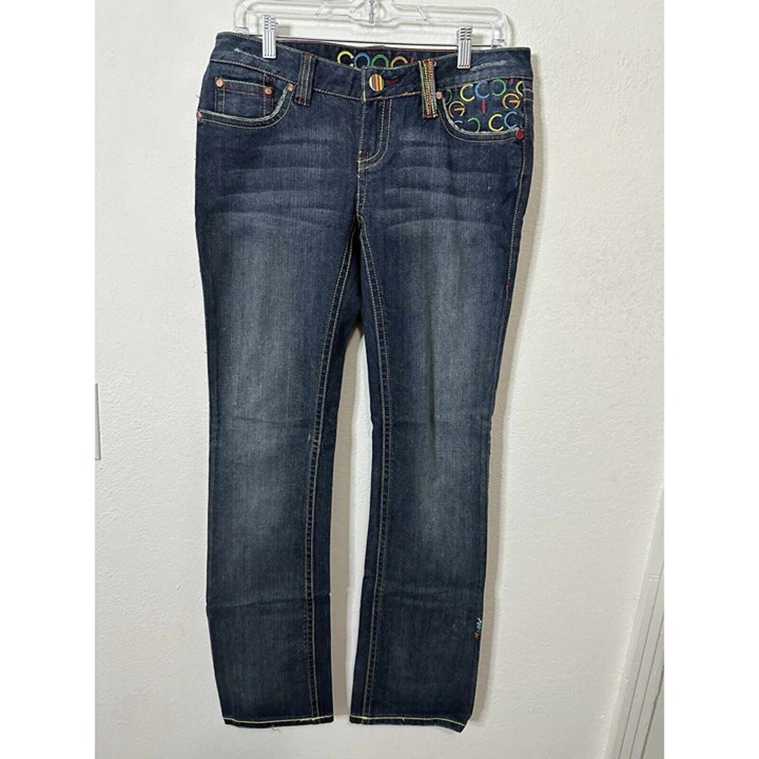 COOGI Multicolor Embroidered Logo Straight Leg Women’s Jeans Size 5/6