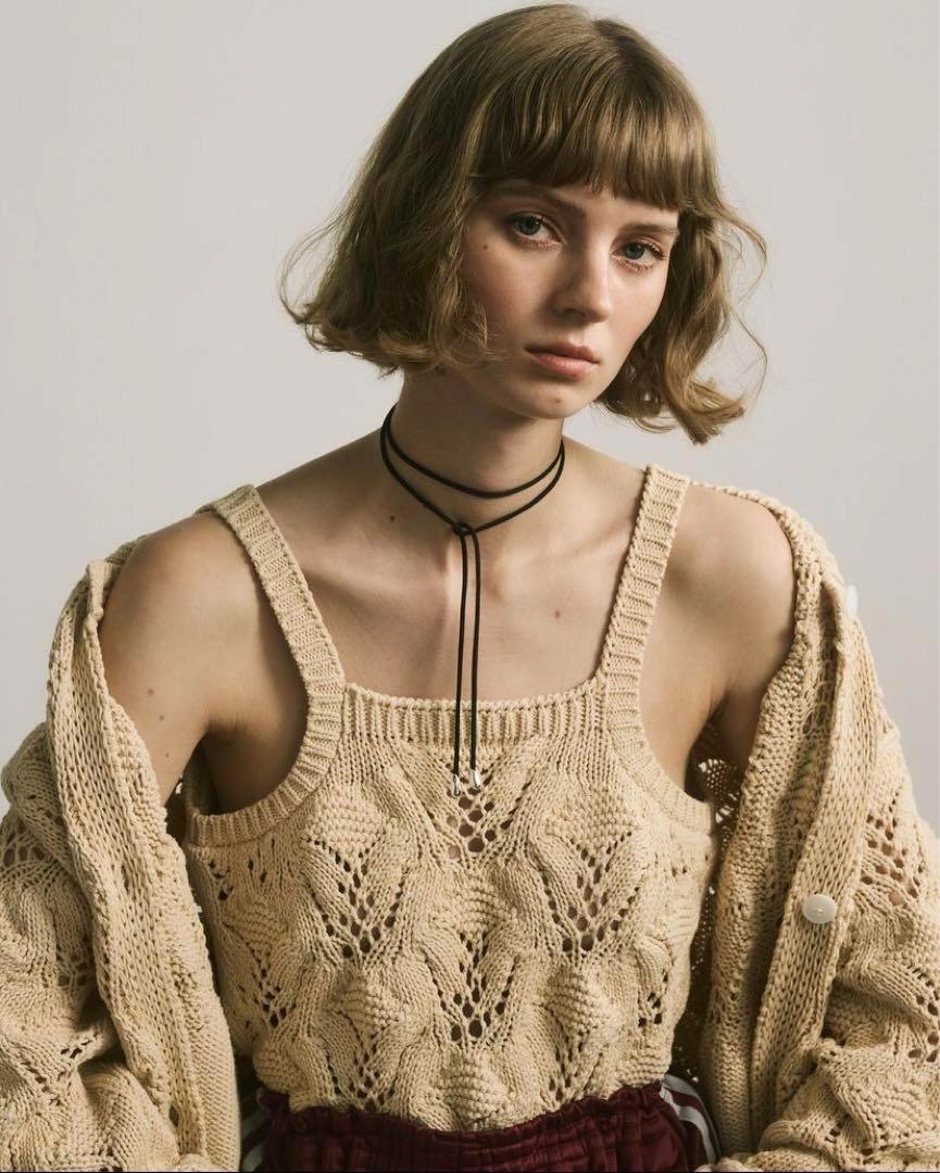 6(ROKU)＞LILY YARN SUKASHI KNIT CAMISOLE
