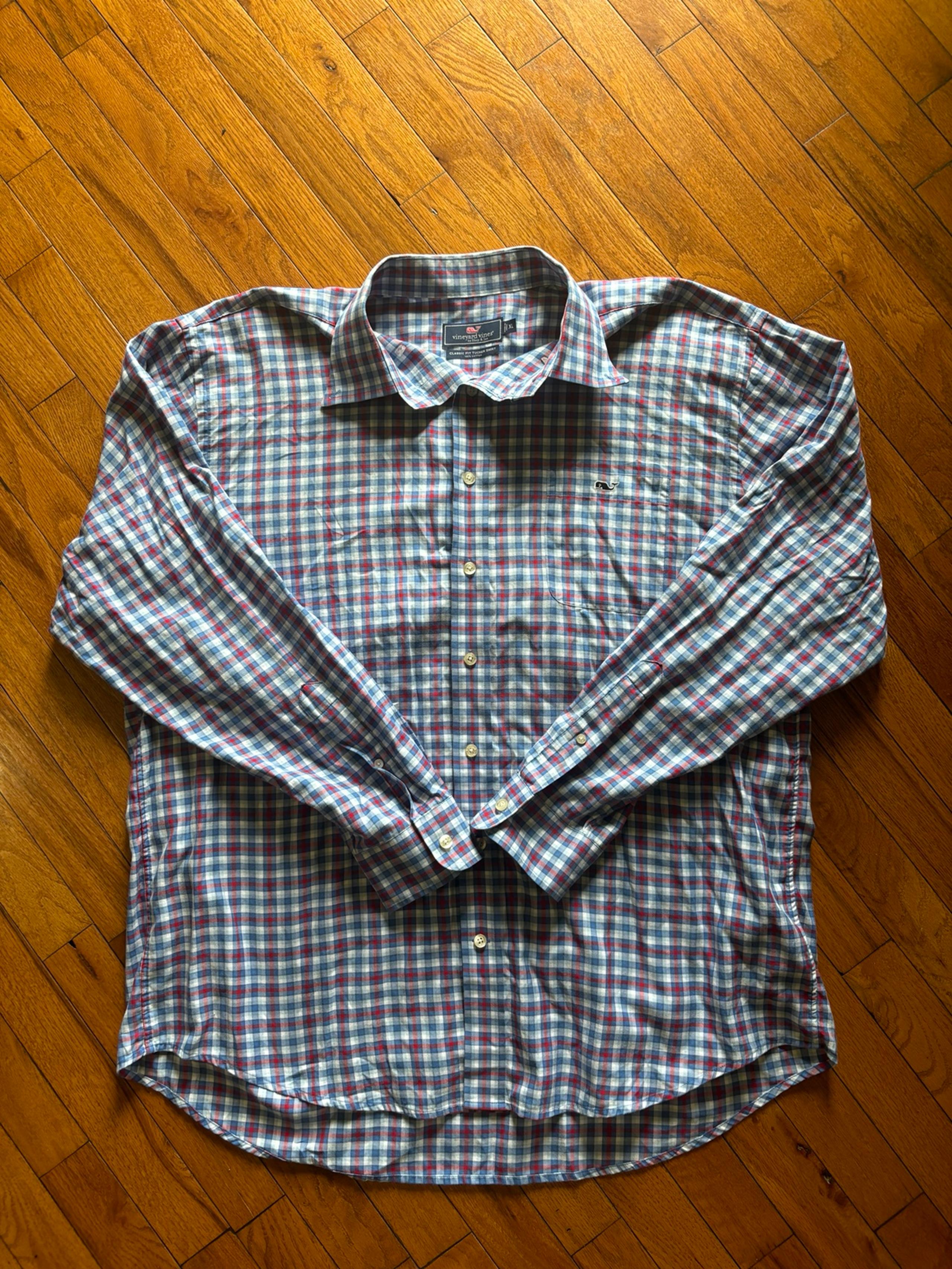 Vineyard Vines Men XL Check Long Sleeve Button Down Classic Fit Tucker Shirt