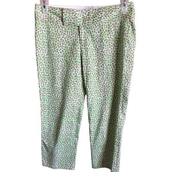 Lilly Pulitzer green pink pixie cropped capri pants slacks sz 6