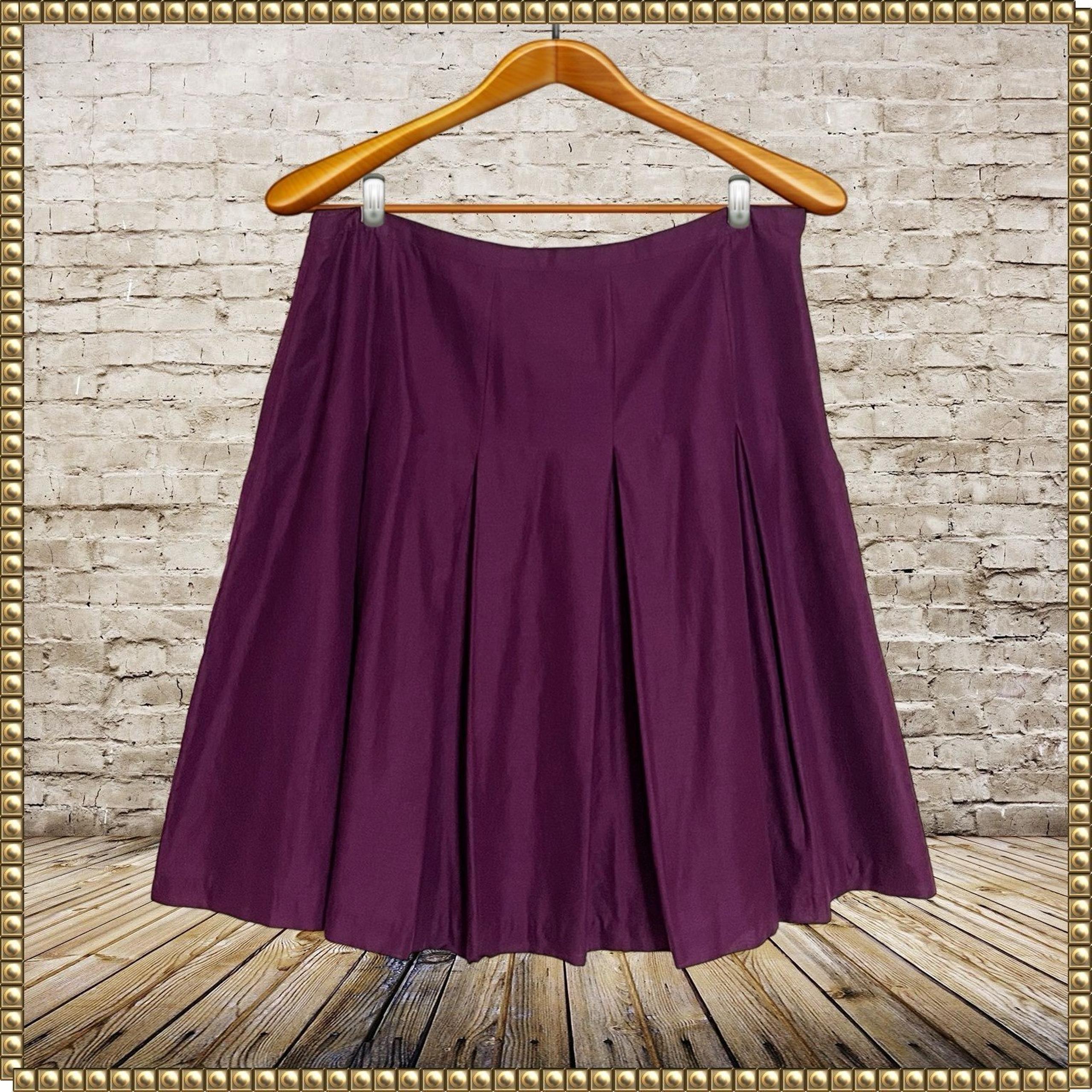 BCBGMAXAZRIA Purple Pleated Lightweight Lined Cotton A-Line Skirt Size 10