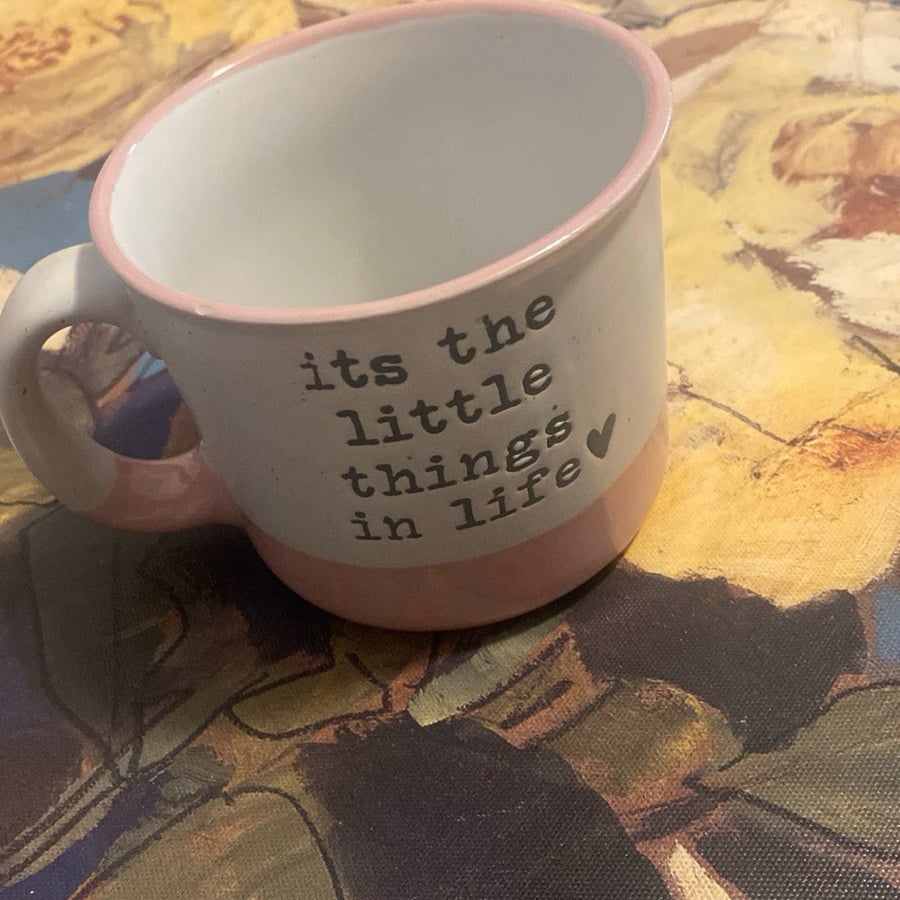 Pink and Grey Speckled Mug (size: none listed on item)