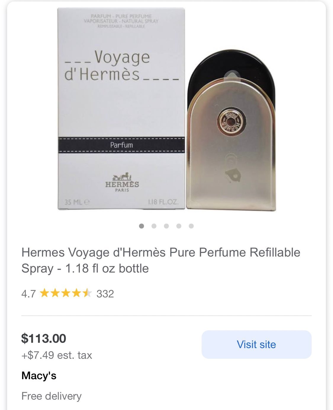 HERMÈS Voyage d'Hermès 35mL HERMES VOYAGE D'HERMES EAU DE TOILETTE NATURAL SPRAY 35 ML