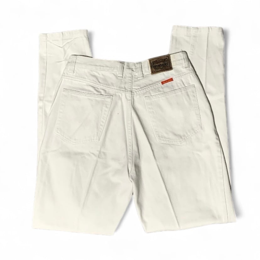 Vintage 70s–80s White Wrangler High-Waisted Jeans – Straight Leg – Size 5