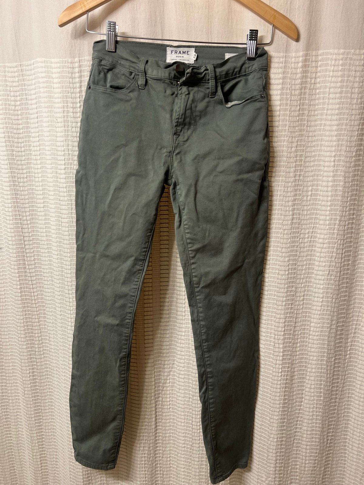 Frame LHSK007 Green Platoon Le High Skinny Cotton Blend Denim