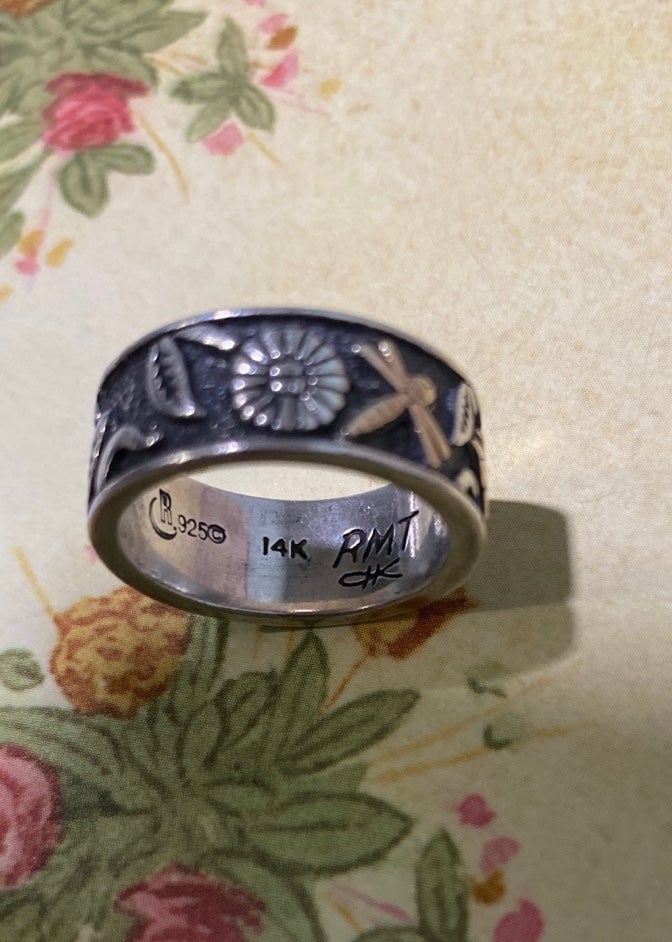 CAROLYN POLLACK RODERICK TENORIO STERLING AND 14K YELLOW GOLD, FLORAL BUTTERFLY