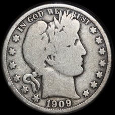 1909-O Barber Half Dollar 《VG+》Semi-Key Date