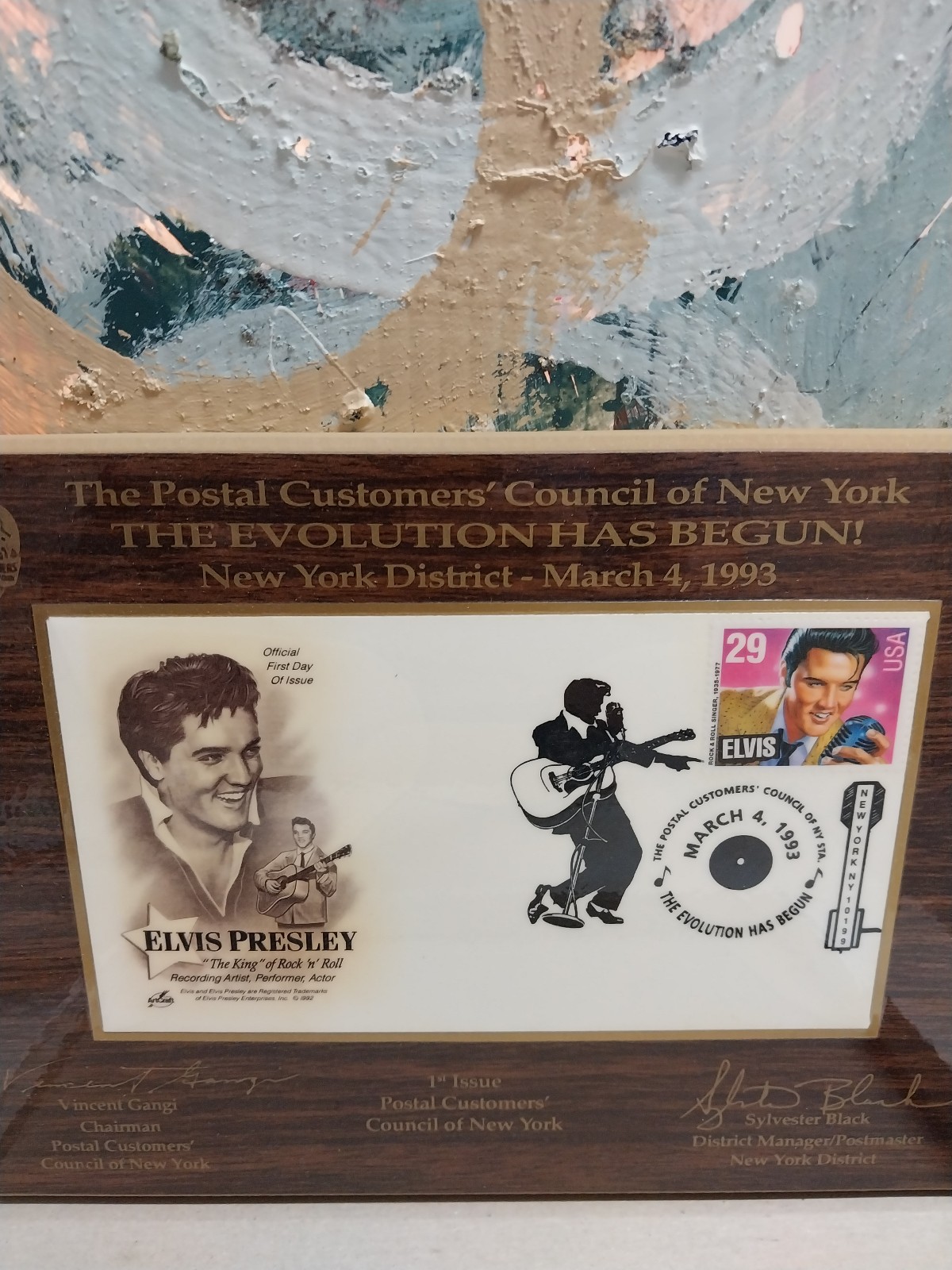 Collectible USPS PHILATELIC Elvis Presley Stamp Plaque