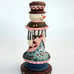 Vintage - Single - Wooden Snowman Candlestick Holder - 7.5 Tall