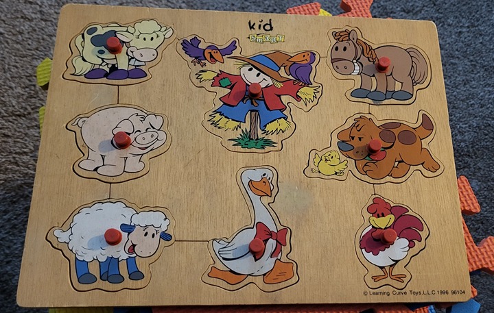 Kid Smart Wooden Farm Animal Puzzle Learning Curve Toys 1996 #96104