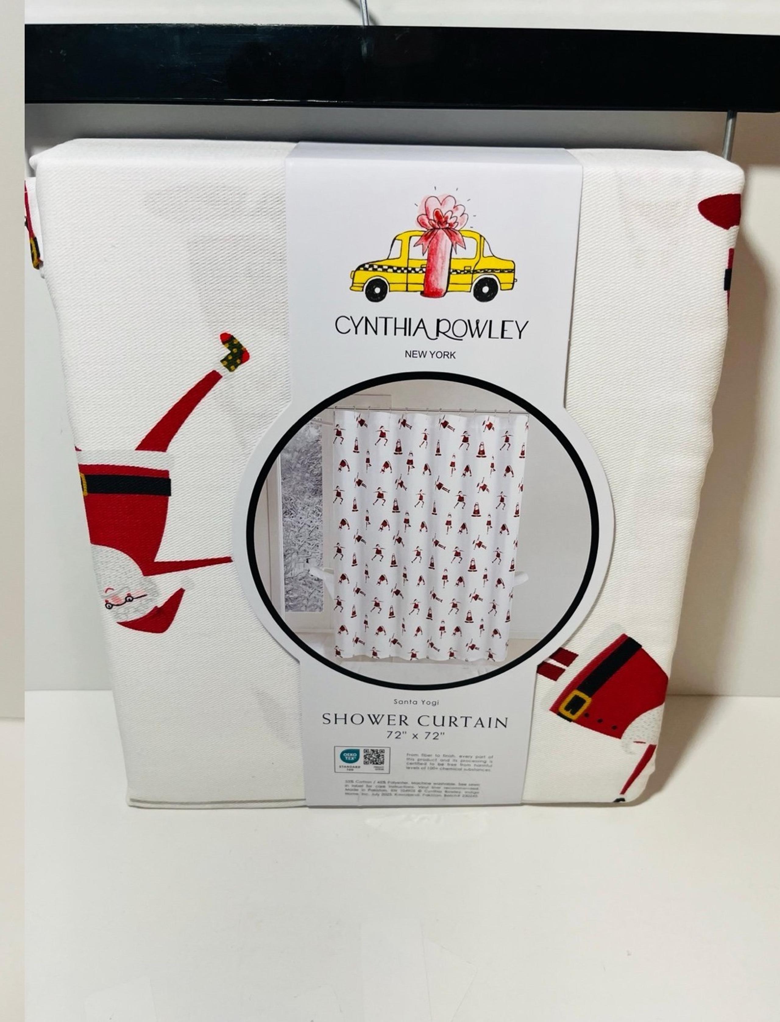 Cynthia Rowley New York Santa Yogi Christmas Shower Curtain 72" x 72"