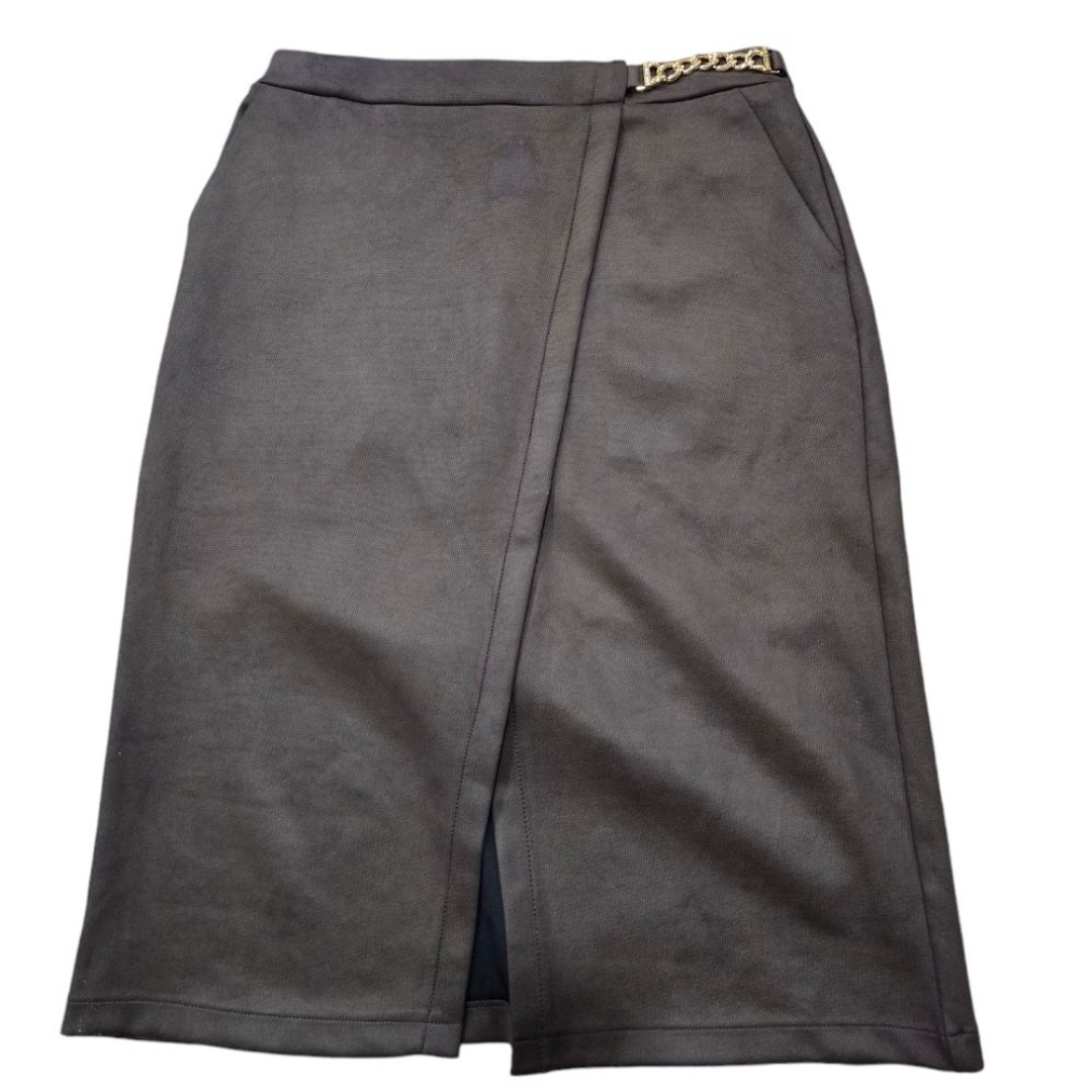 Andrew Marc New York Faux Suede A-Line Midi Skirt-Size S