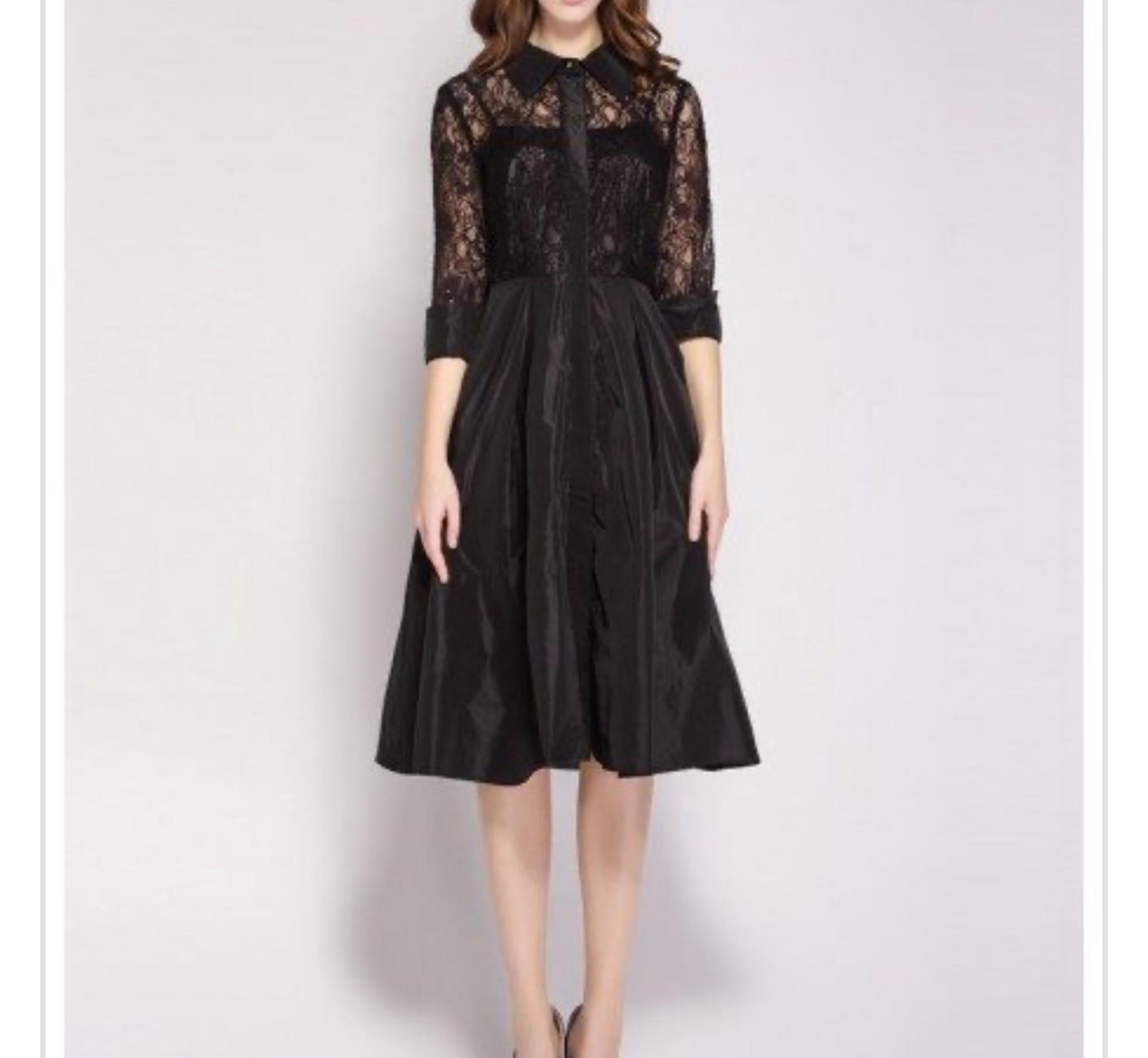 Eliza J Mixed Lace & Taffeta Fit & Flare Dress
