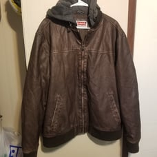 LEVIS Leather jacket with cloth hood. XXL