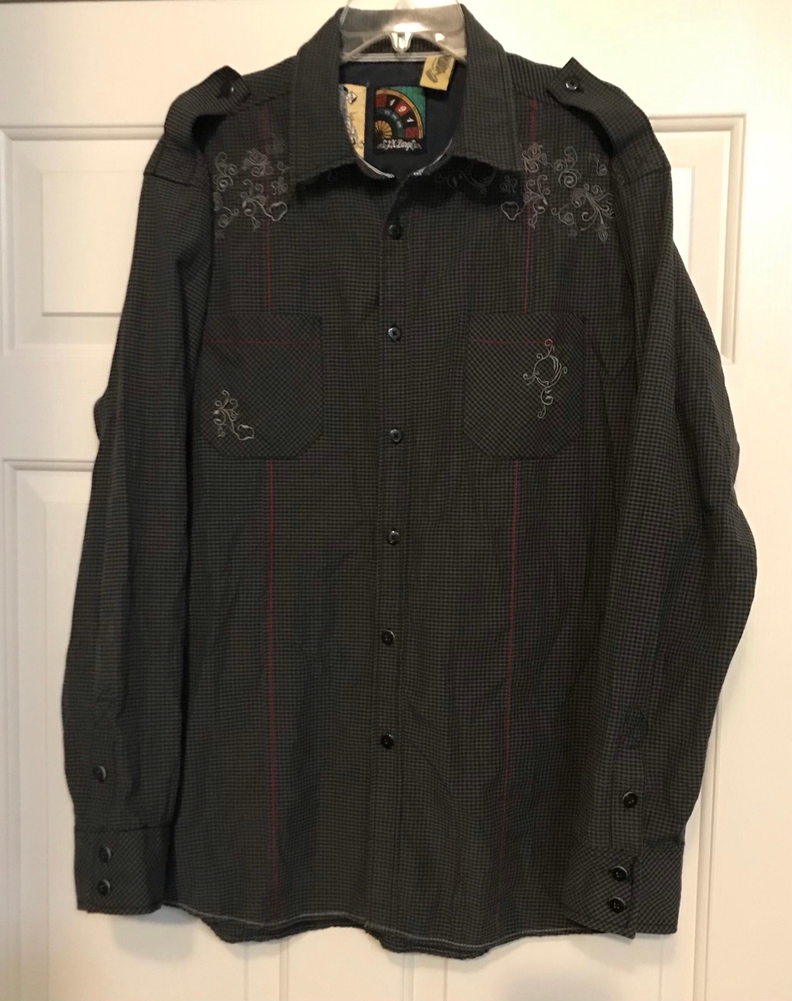 Members Only Prestige 191 Mens XL Multicolored Embroidered Button Front Shirt