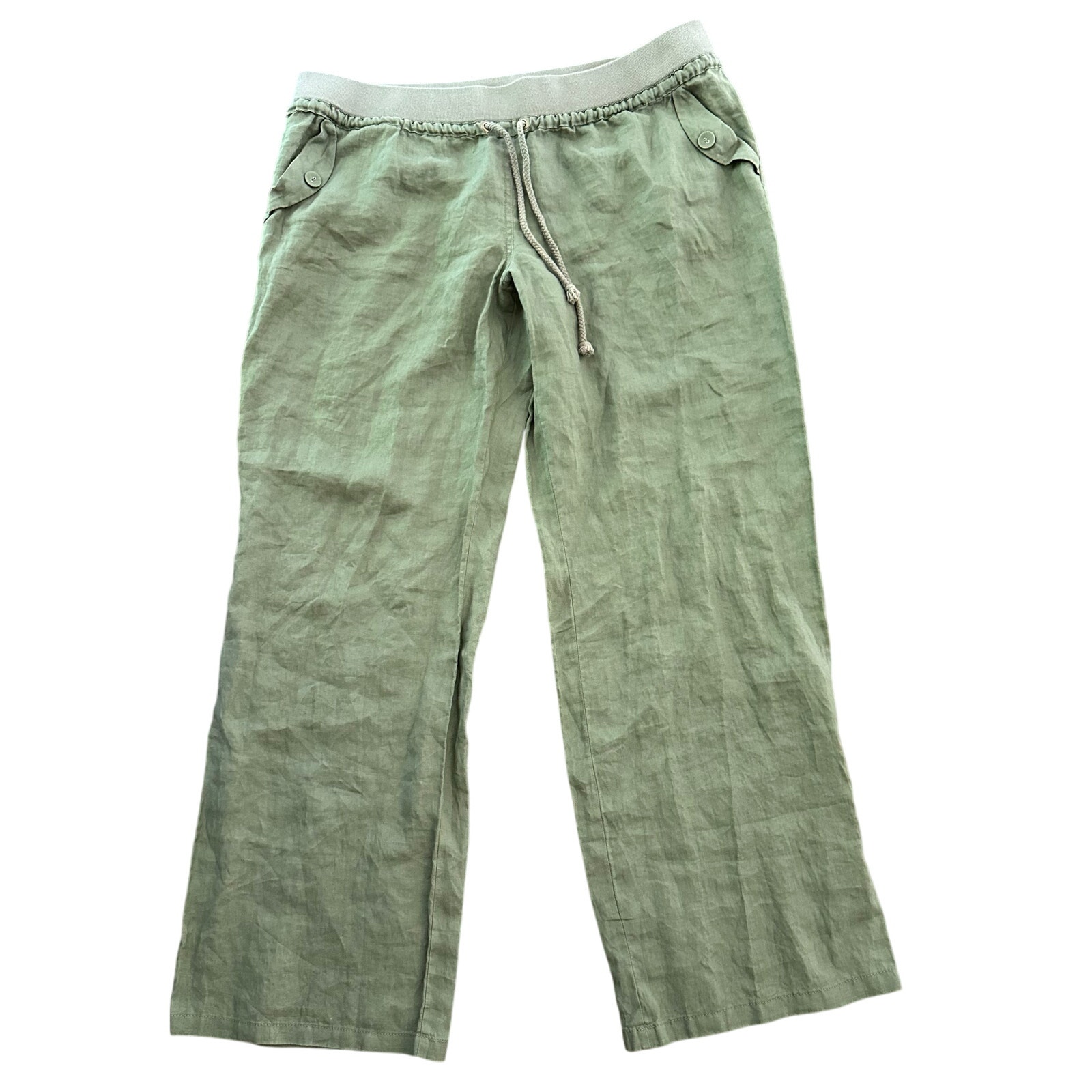 London Jeans NWT - Wide Leg Green Linen Pants with pockets - XLarge