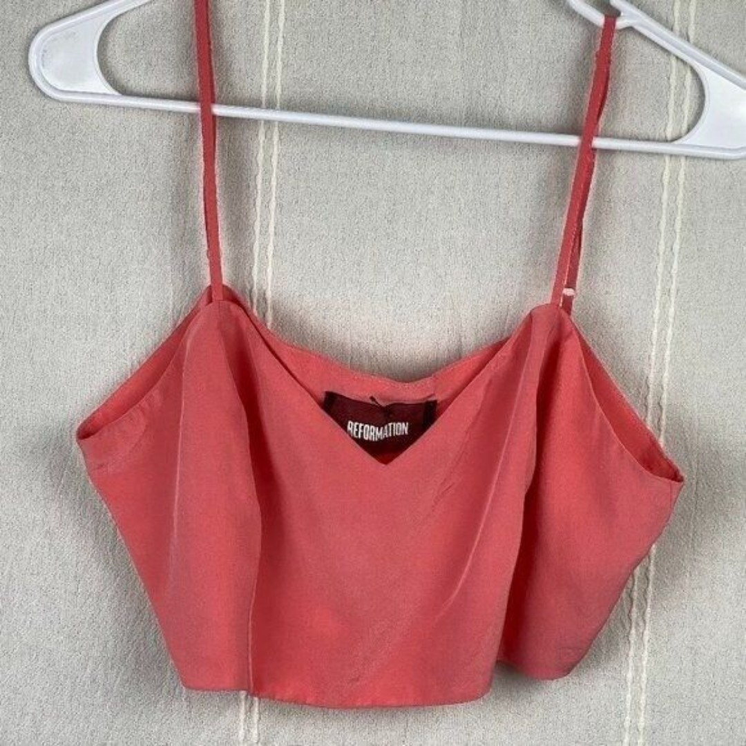 Reformation salmon satin crop Top Tank Size Large