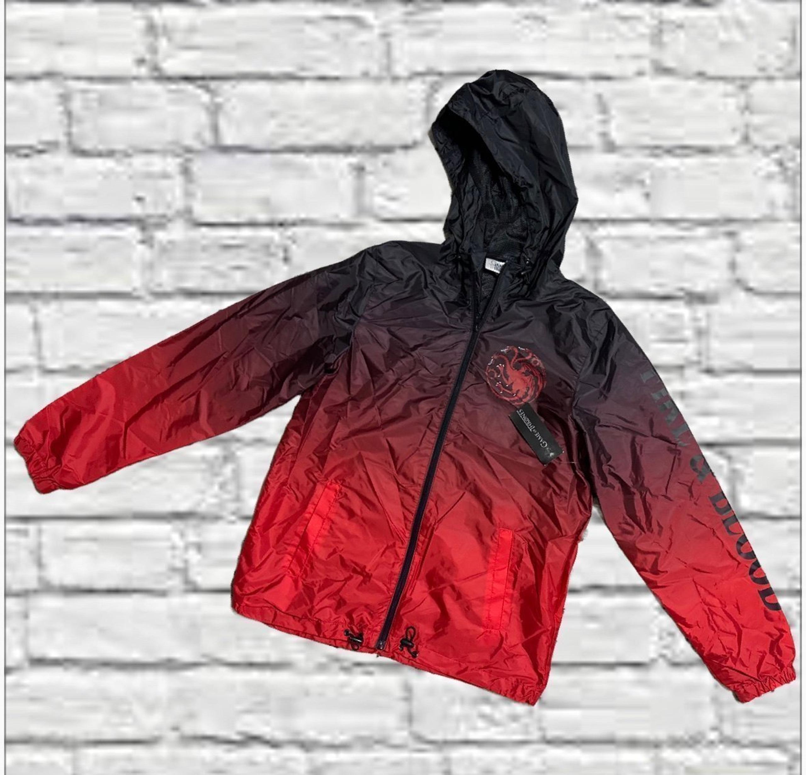 Game of Thrones HBO Fire & Blood NWT Jacket Hooded Full Zip XS Men’s Red Black