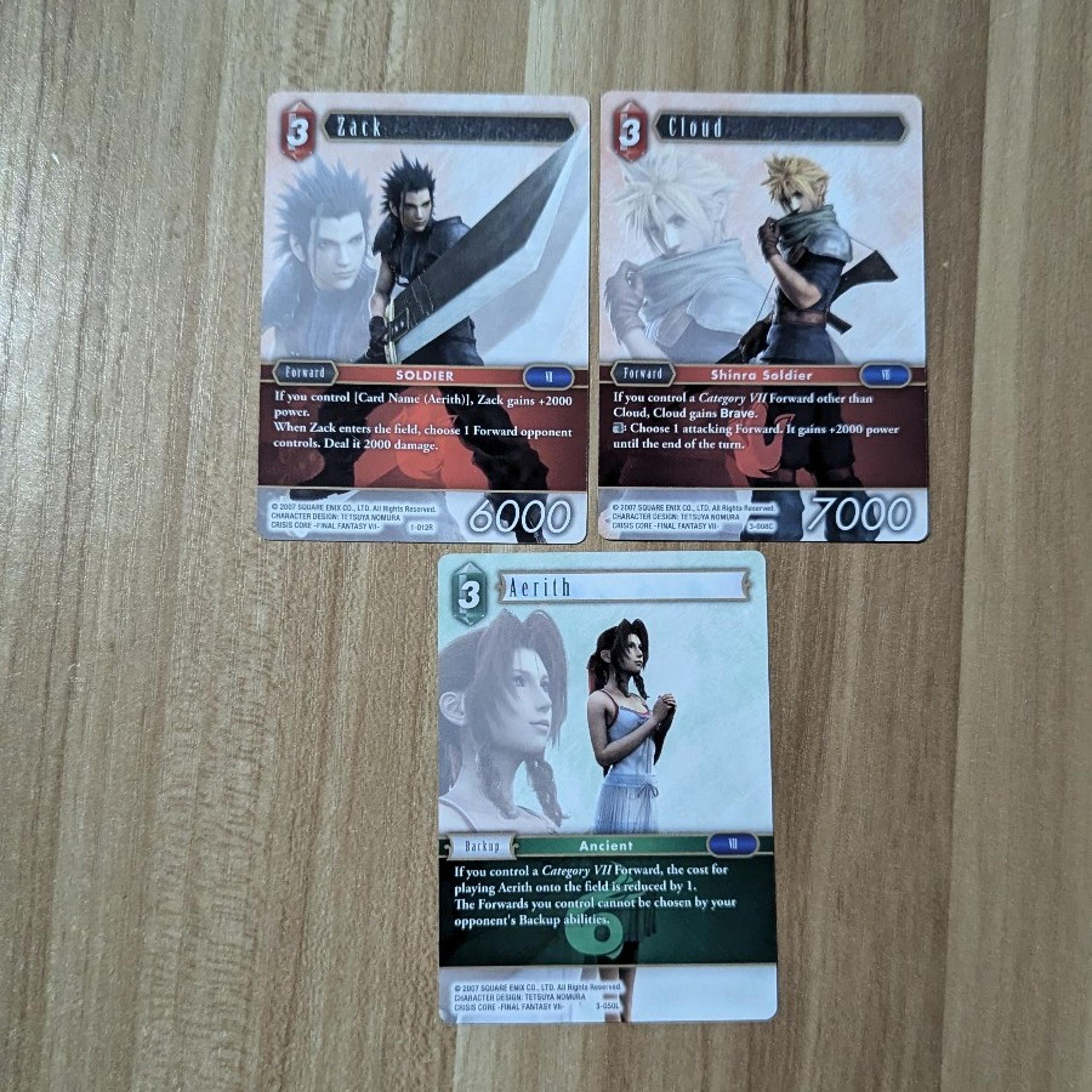 Final Fantasy VII 7 TCG Trading Card Game Cloud Zack Aerith Japanese crisis core